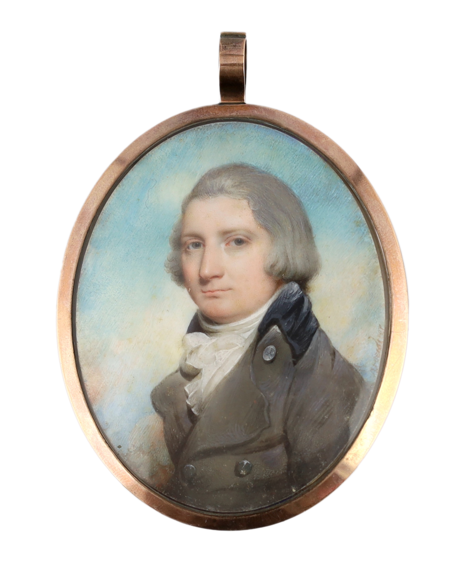 Antoine Vestier (French, 1740-1824), Portrait miniature of a gentleman, watercolour on ivory, 7 x 5.5cm. CITES Submission reference 3CJ9L6UP